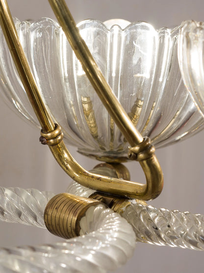 Lampadario Barovier e Toso con grandi coppe in vetro soffiato. | Lo Stile Italiano