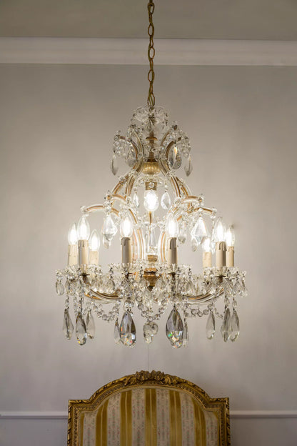 Lampadario Vintage di Cristallo Stile Maria Teresa con 11 Luci.| Lo Stile Italiano