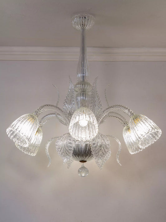 Importante lampadario vetro di Murano Bullicante, Barovier & Toso - 6 luci