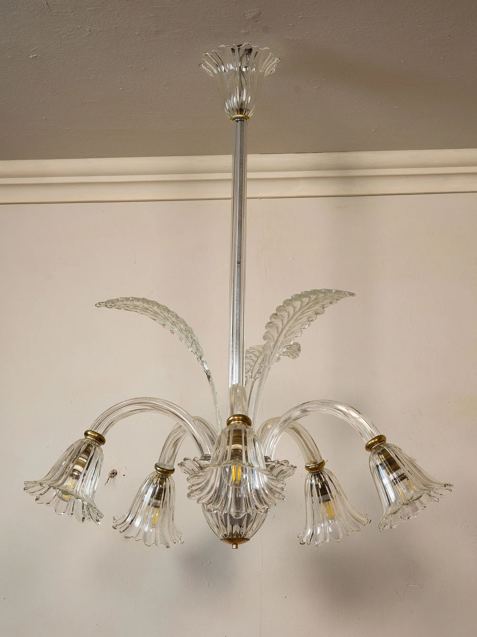 Lampadario vintage di Murano Barovier e Toso  | Lo Stile Italiano