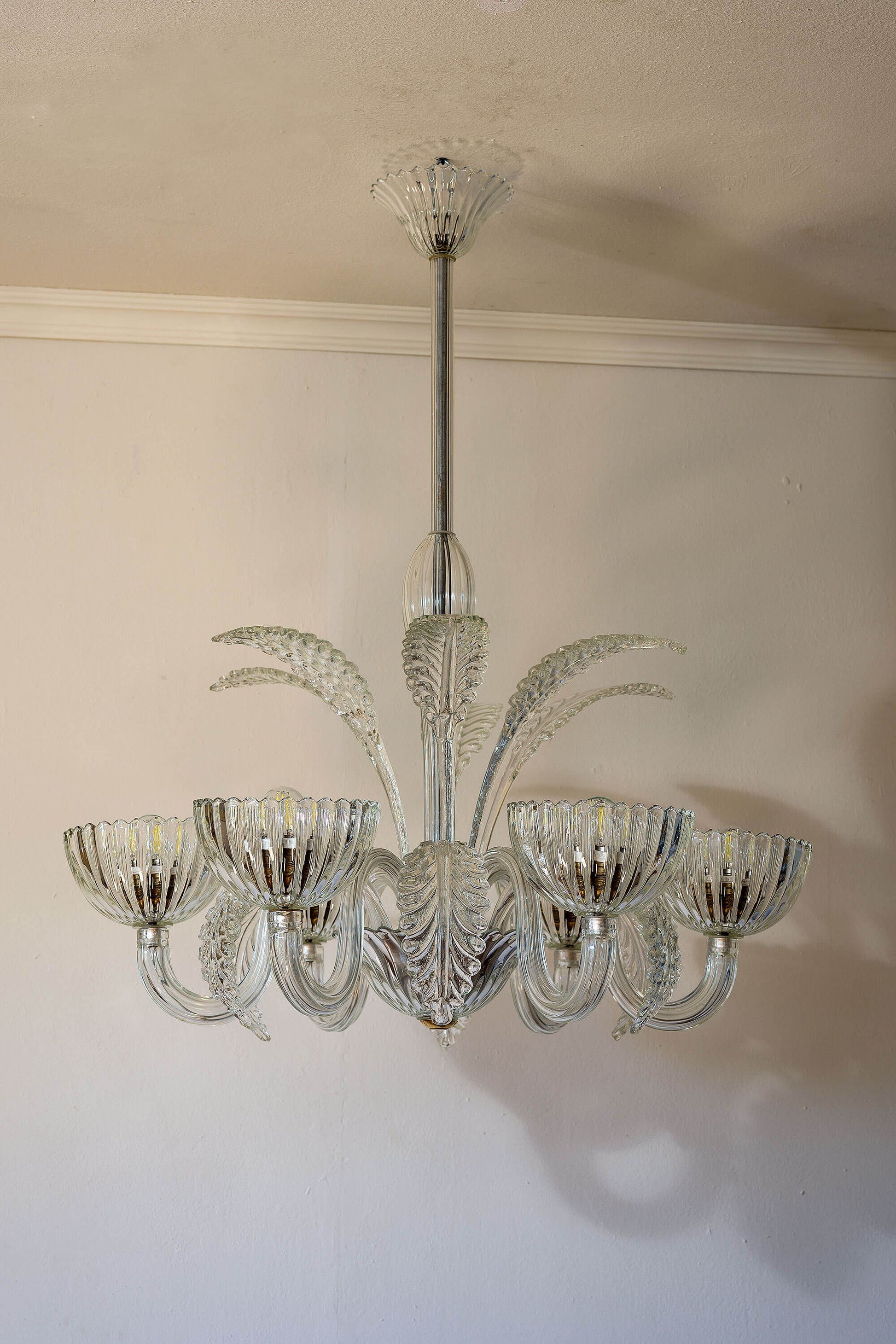 Lampadario vintage degli anni '40 in vetro di Murano. | Lo Stile Italiano