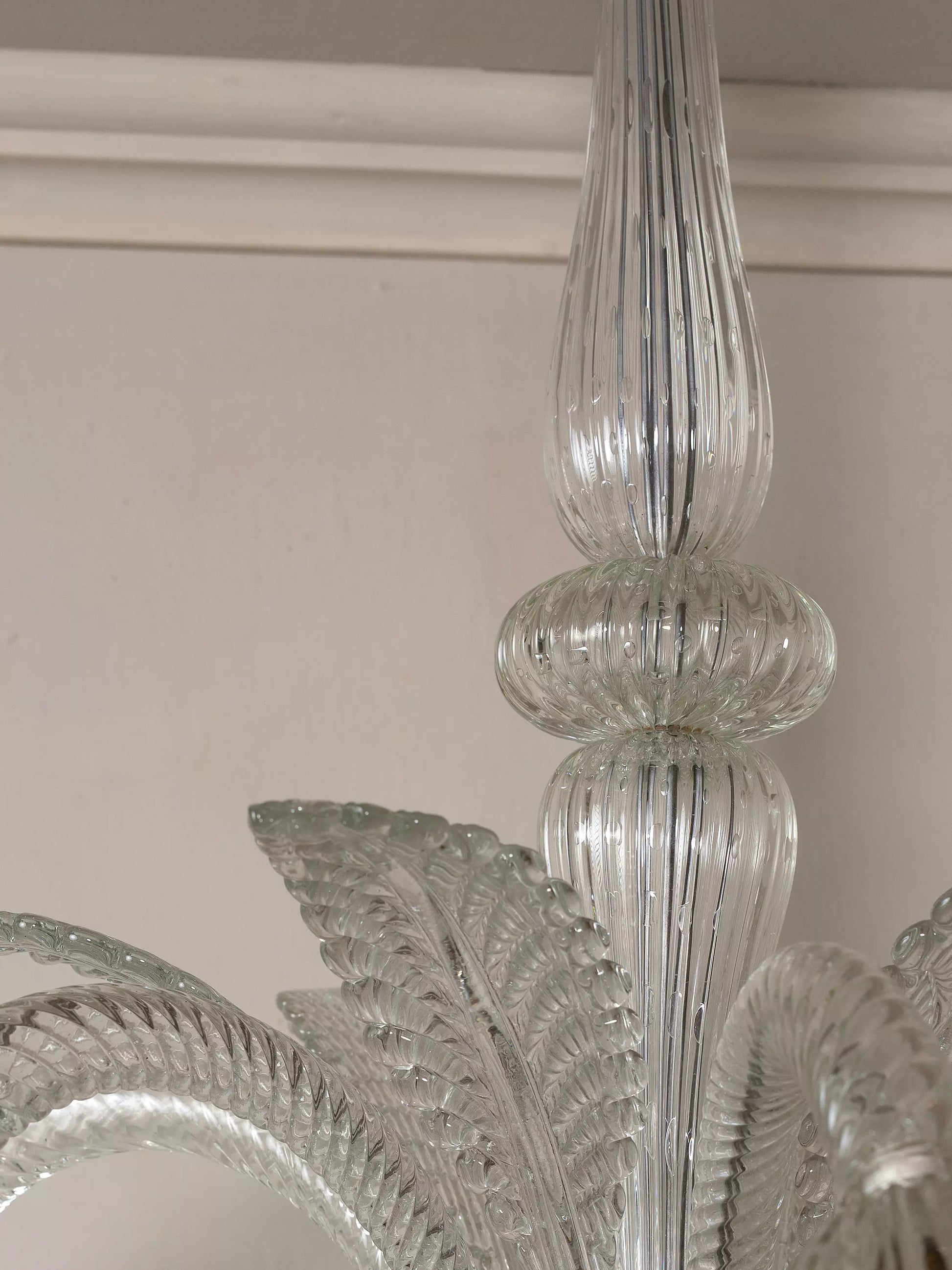 Dettaglio vetro bullicante lampadario Murano Barovier & Toso, Art Déco. | Lo Stile Italiano