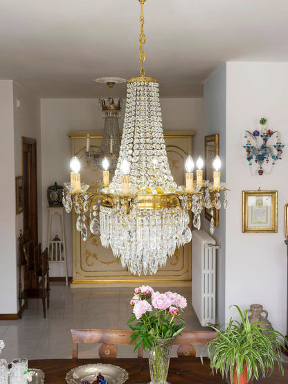 Lampadario per il soggiorno a 12 lici in cristallo di Boemia  | Lo Stile Italiano
