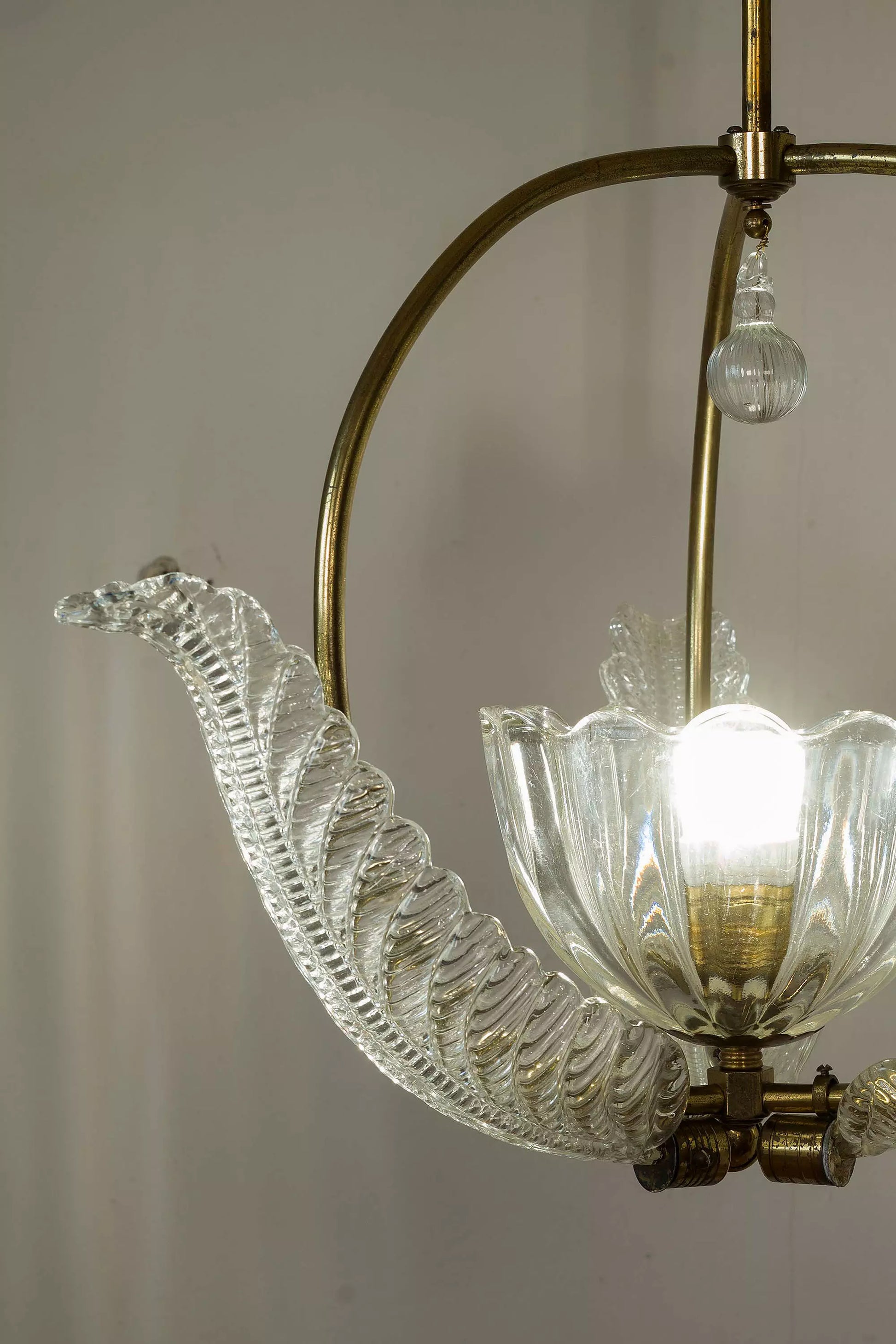 Lampadario vintage Art Déco anni '30 in vetro soffiato di Murano Barovier & Toso|Lo Stile Italiano