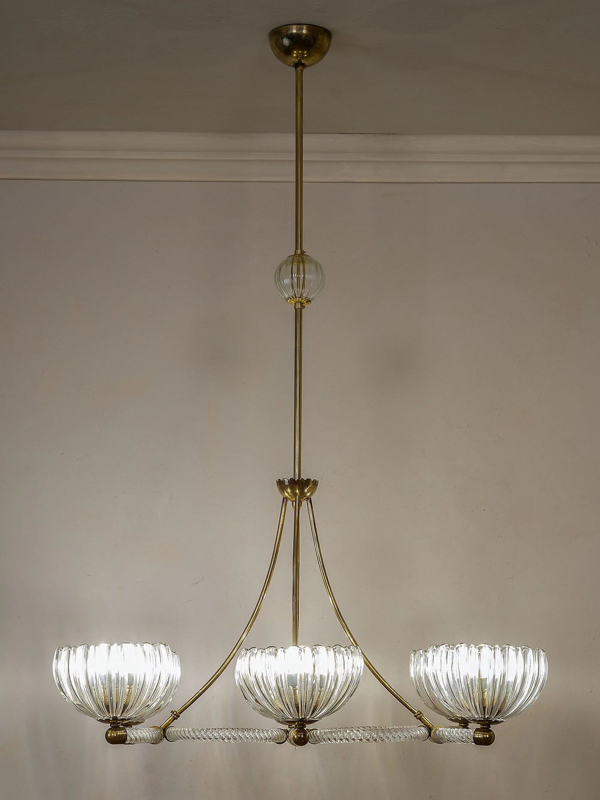 Elegante lampadario vintage in vetro soffiato di Murano. | Lo Stile Italiano