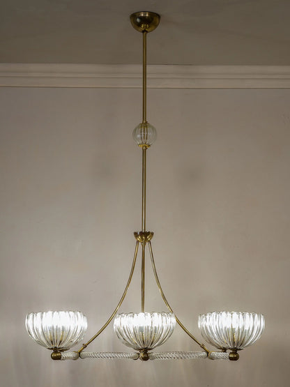 Elegante lampadario vintage in vetro soffiato di Murano. | Lo Stile Italiano