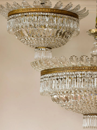 Plafoniera d’epoca in cristallo molato Boemia, produzione italiana anni ’40. | Lo Stile Italiano