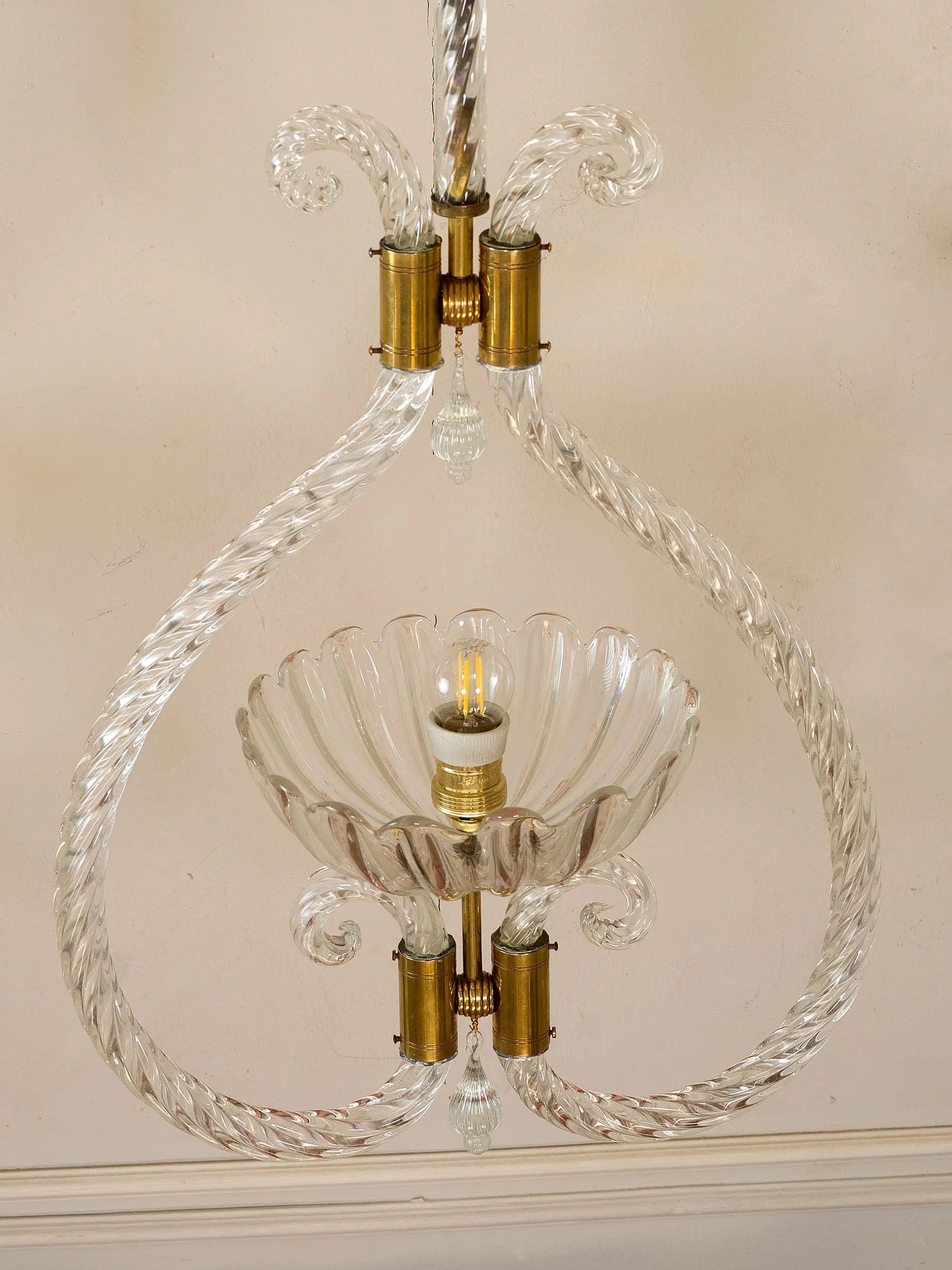 Lampadario anni 30 inetro soffiato di Murano  | Lo Stile Italiano