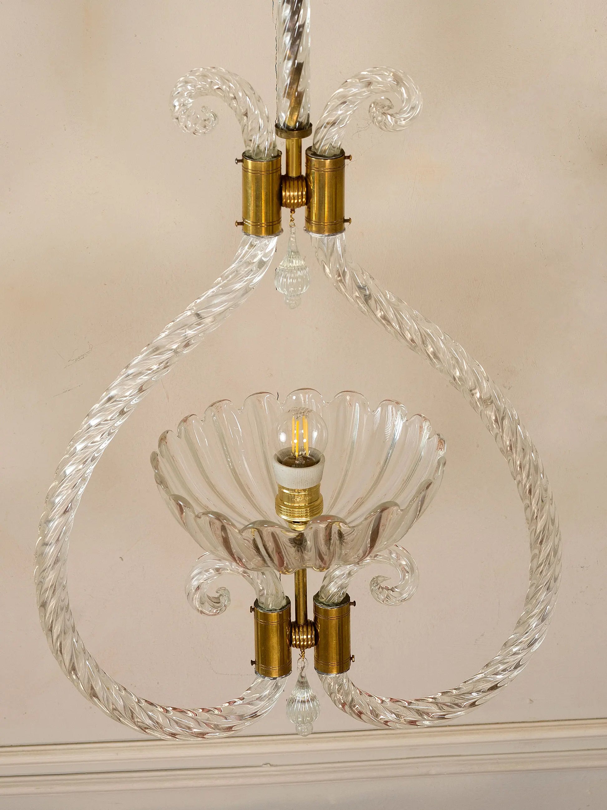 Lampadario anni 30 inetro soffiato di Murano  | Lo Stile Italiano