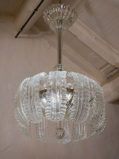 Lampadario in vetro di Murano Barovier & Toso, con 12 grandi foglie | Lo Stile Italiano
