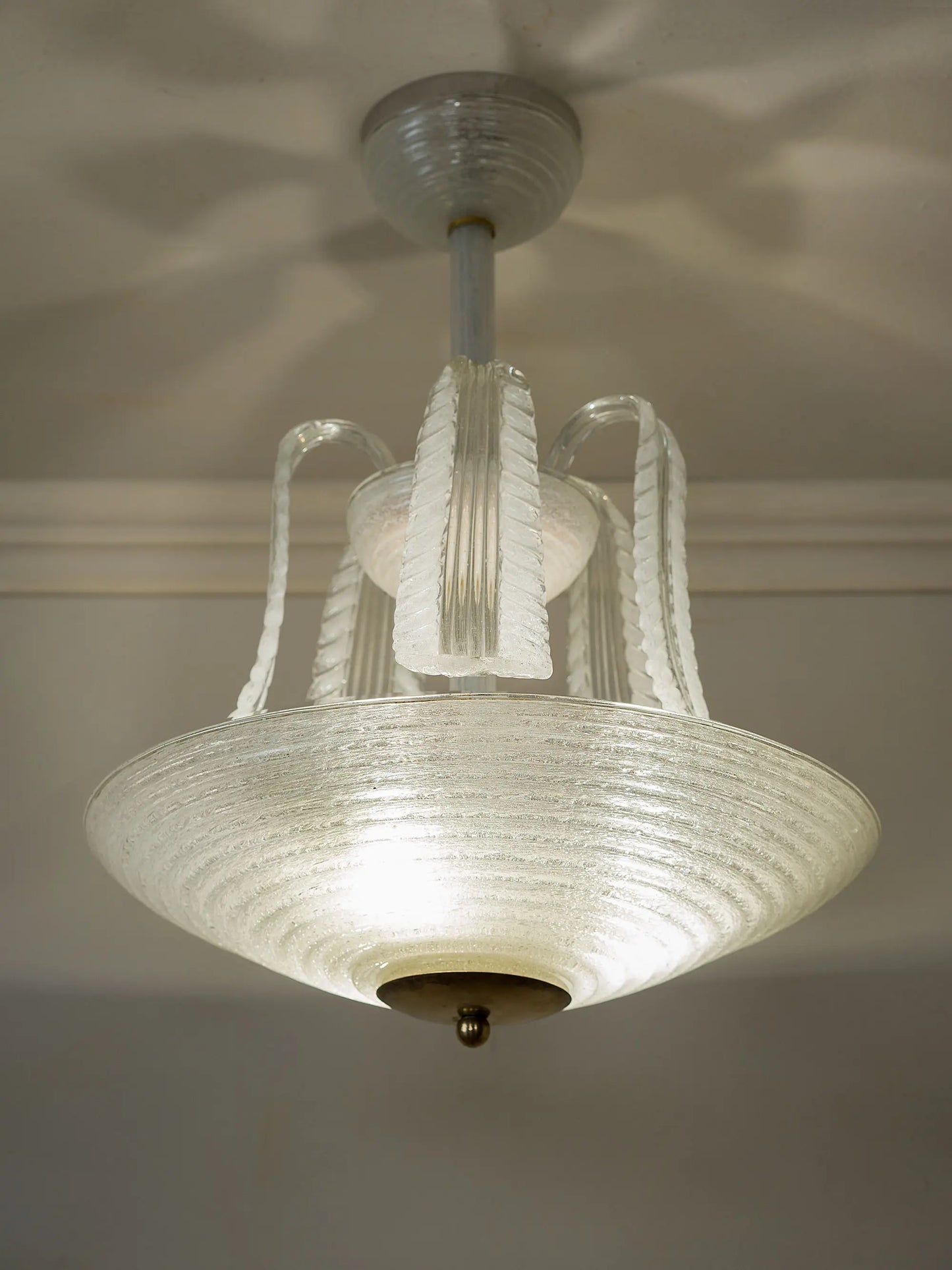 Lampadario Vintage Art Deco in Vetro di Murano – Attribuito a Seguso Vetri d’Arte | Lo Stile Italiano