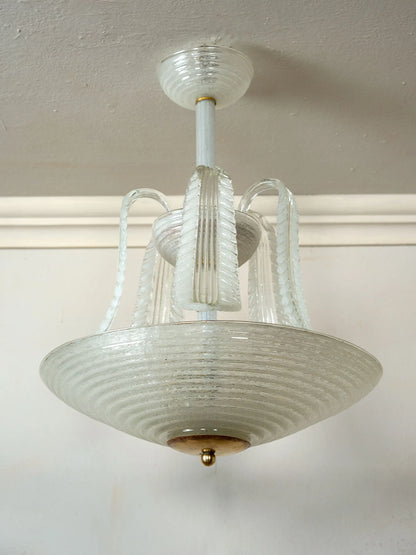 Lampadario d'antiquariato anni '40 Murano, stile Seguso con design a fontana | Lo Stile Italiano