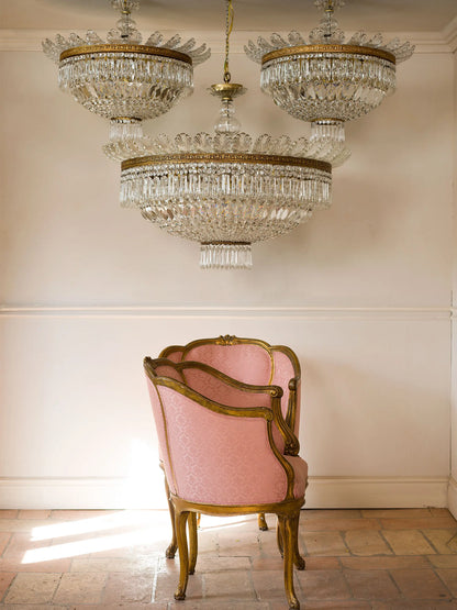 Grande Plafoniera di Cristallo di Boemia in stile Impero a Mongolfiera, 9 luci, Vintage | Lo Stile Italiano