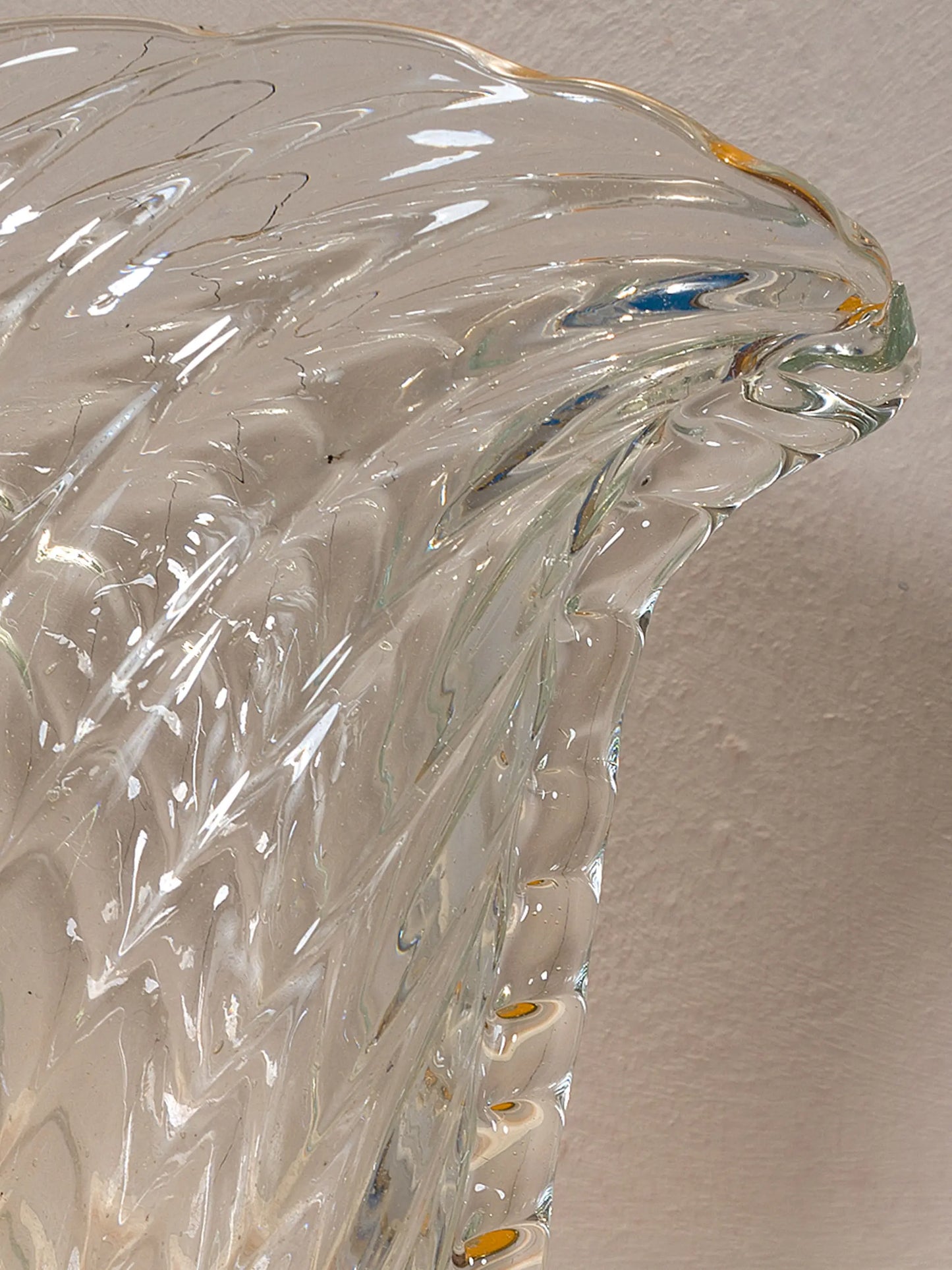 Vaso in vetro di Murano trasparente con decorazioni a spirale effetto Ballotton | Lo Stile Italiano