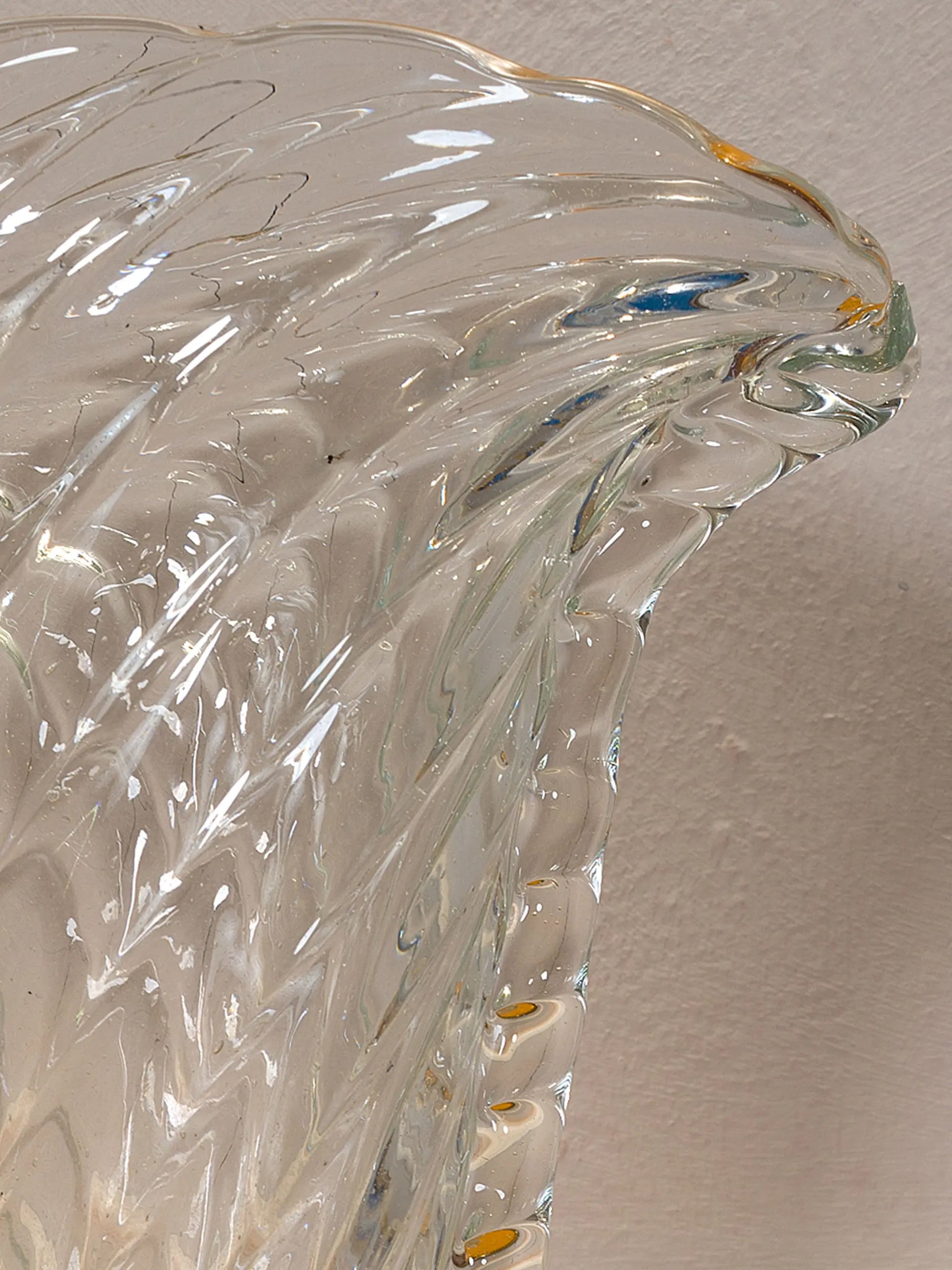 Vaso in vetro di Murano trasparente con decorazioni a spirale effetto Ballotton | Lo Stile Italiano