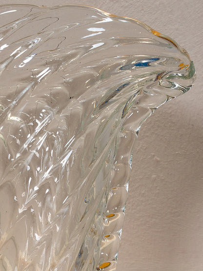 Vaso in vetro di Murano trasparente con decorazioni a spirale effetto Ballotton | Lo Stile Italiano