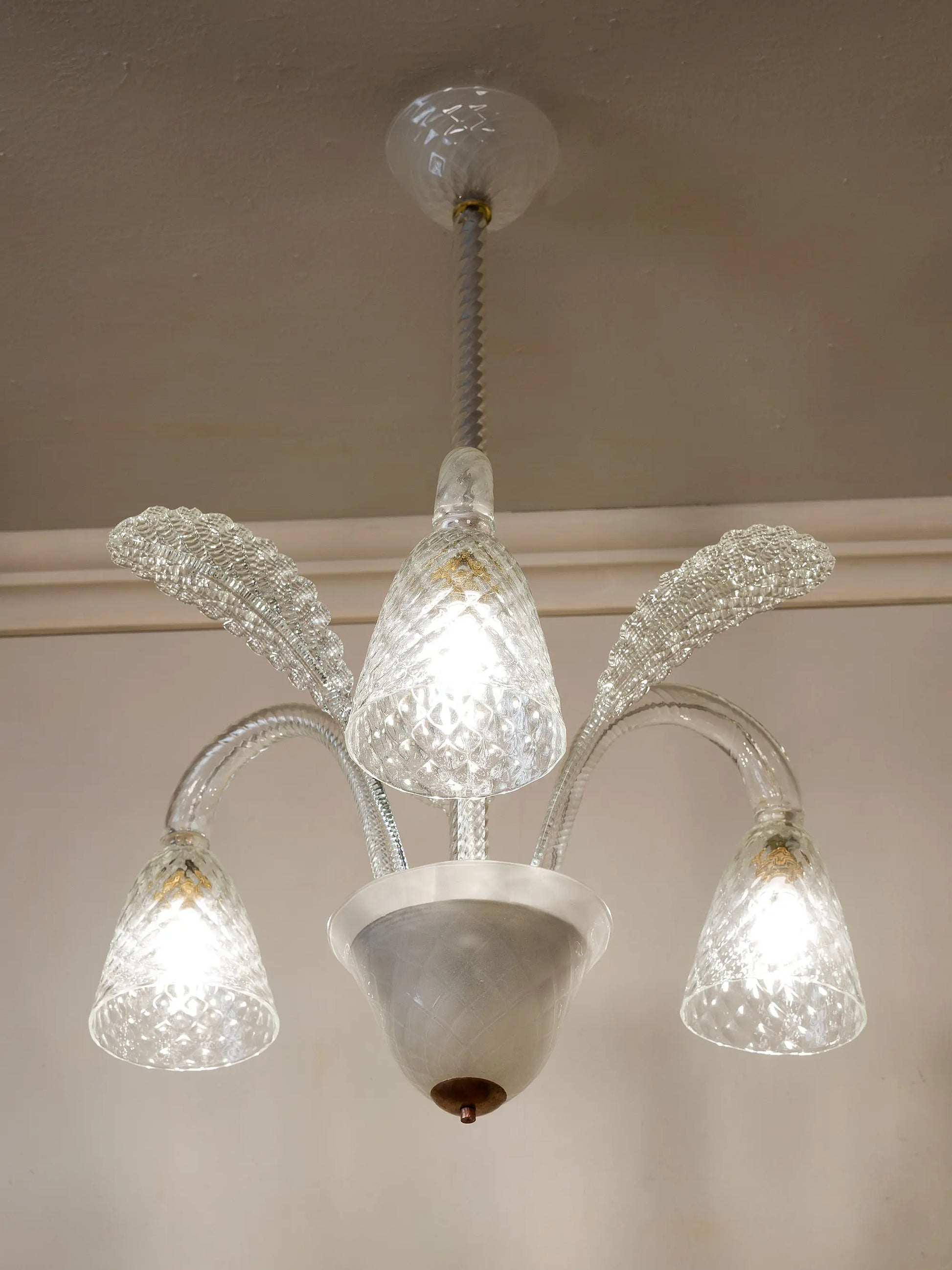 Lampadario vintage in vetro offiato di Murano| Lo Stile Italiano