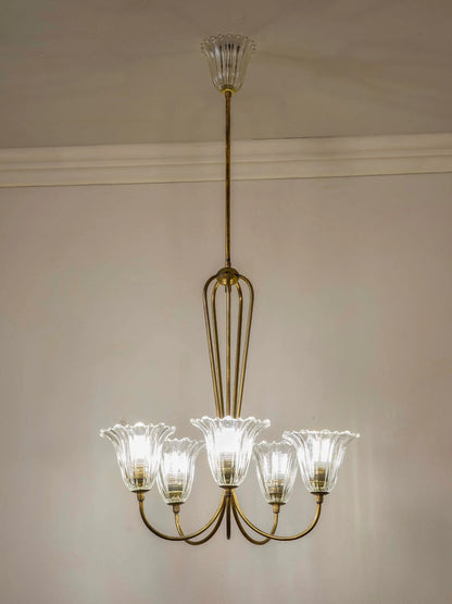 Lampadario vintage a cinque luci, Italia anni ’50-’60 | Lo Stile Italiano