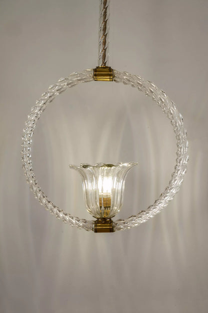 Lampadario antico con coppa centrale in vetro.| Lo Stile Italiano