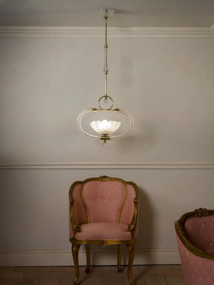 Lampadario antico di Murano con due poltrone Napoleone III | Lo Stile Italiano