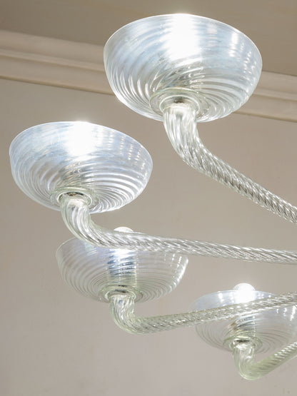 Lampadario in vetro satinato acidato di Murano | Lo Stile Italiano