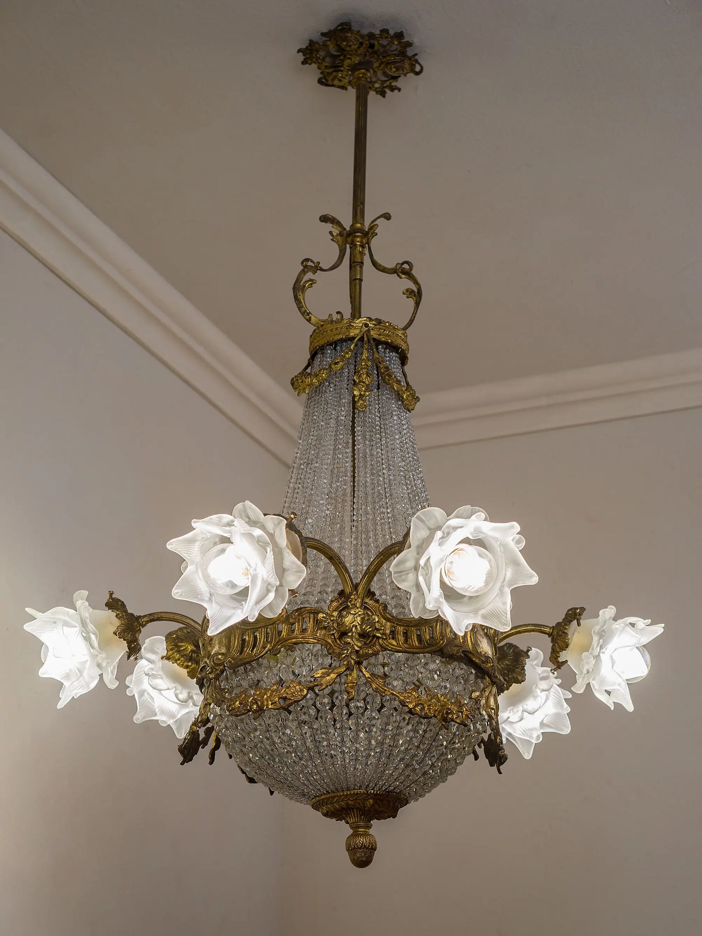 Lampadario Belle Epoque di cristallo a sei luci | Lo Stile Italiano