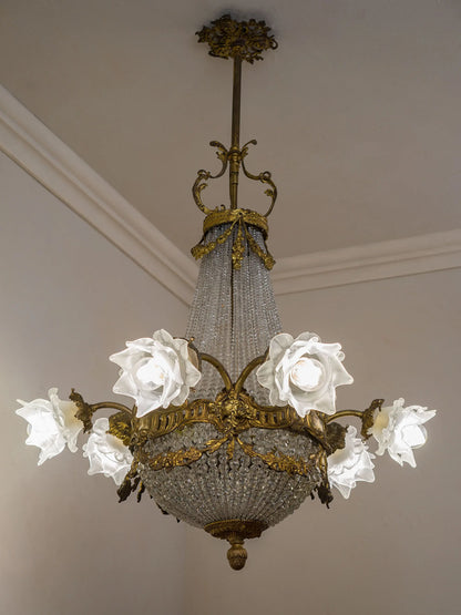 Lampadario Belle Epoque di cristallo a sei luci | Lo Stile Italiano