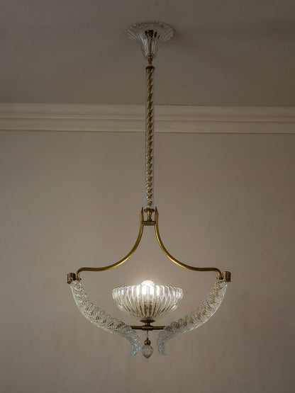 Lampadario in vetro di Murano con grandi foglie decorative | Lo Stile Italiano 