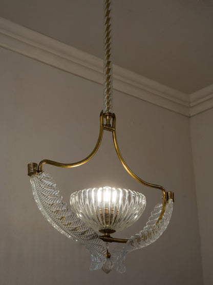 Lampadario Barovier & Toso anni ’40 in vetro di Murano e ottone | Lo Stile Italiano 