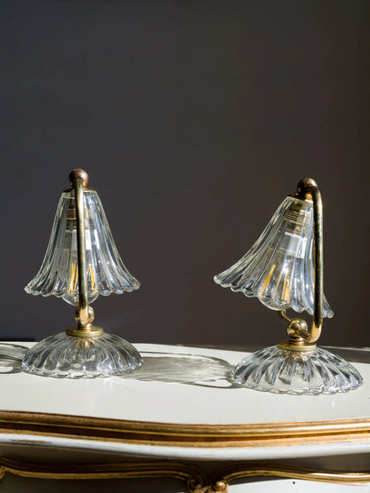 Lampade da comodino mid-century con campane in vetro di Murano | Lo Stile Italiano 