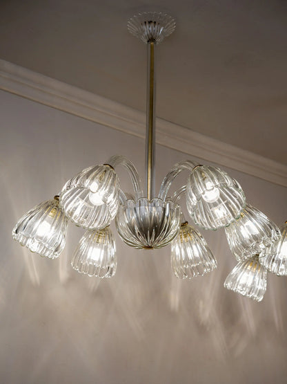 Lampadario vintage in vetro veneziano con sei luci anni ’40 | Lo Stile Italiano 