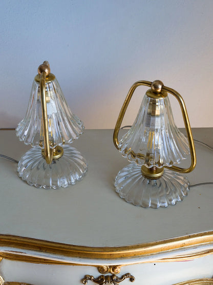 Coppia di lampade Barovier & Toso con struttura in ottone | Lo Stile Italiano 