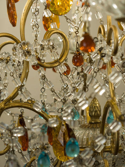 Decorazione con perline e gocce in vetro di Murano su lampadario vintage italiano anni ’60 – Lo Stile Italiano