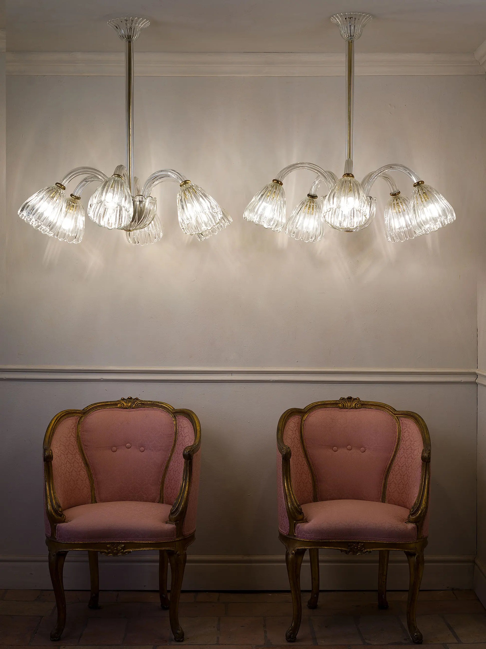 Coppia di lampadari veneziani anni ’40 stile Art Déco | Lo Stile Italiano 