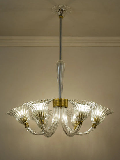Vista frontale del lampadario vintage italiano in vetro di Murano | Lo Stile Italiano 