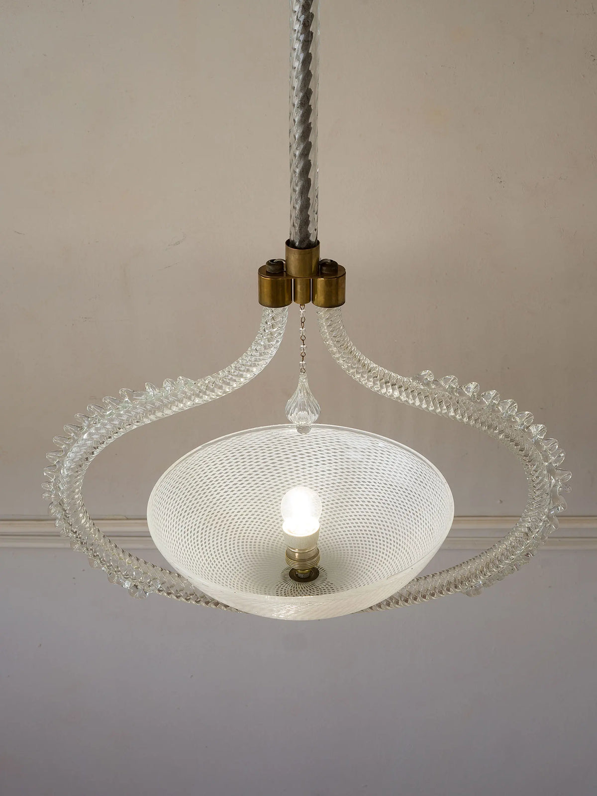 Lampadario In vetro soffiato a bocca Veneziano anni '30 | Lo Stile Italiano