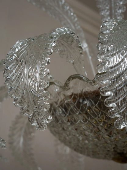 Foglie del lampadario Murano con nervature centrali e superficie lavorata | Lo Stile Italiano