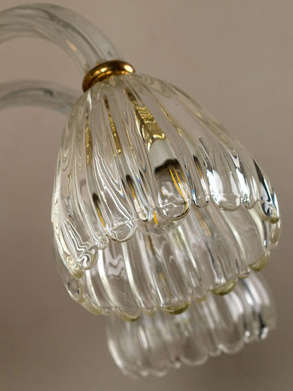 Lampadario italiano anni ’40 in vetro di Murano restaurato | Lo Stile Italiano 