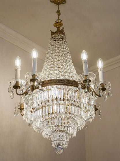 Lampadario in cristallo stile Impero con otto bracci e dodici luci | Lo Stile Italiano 
