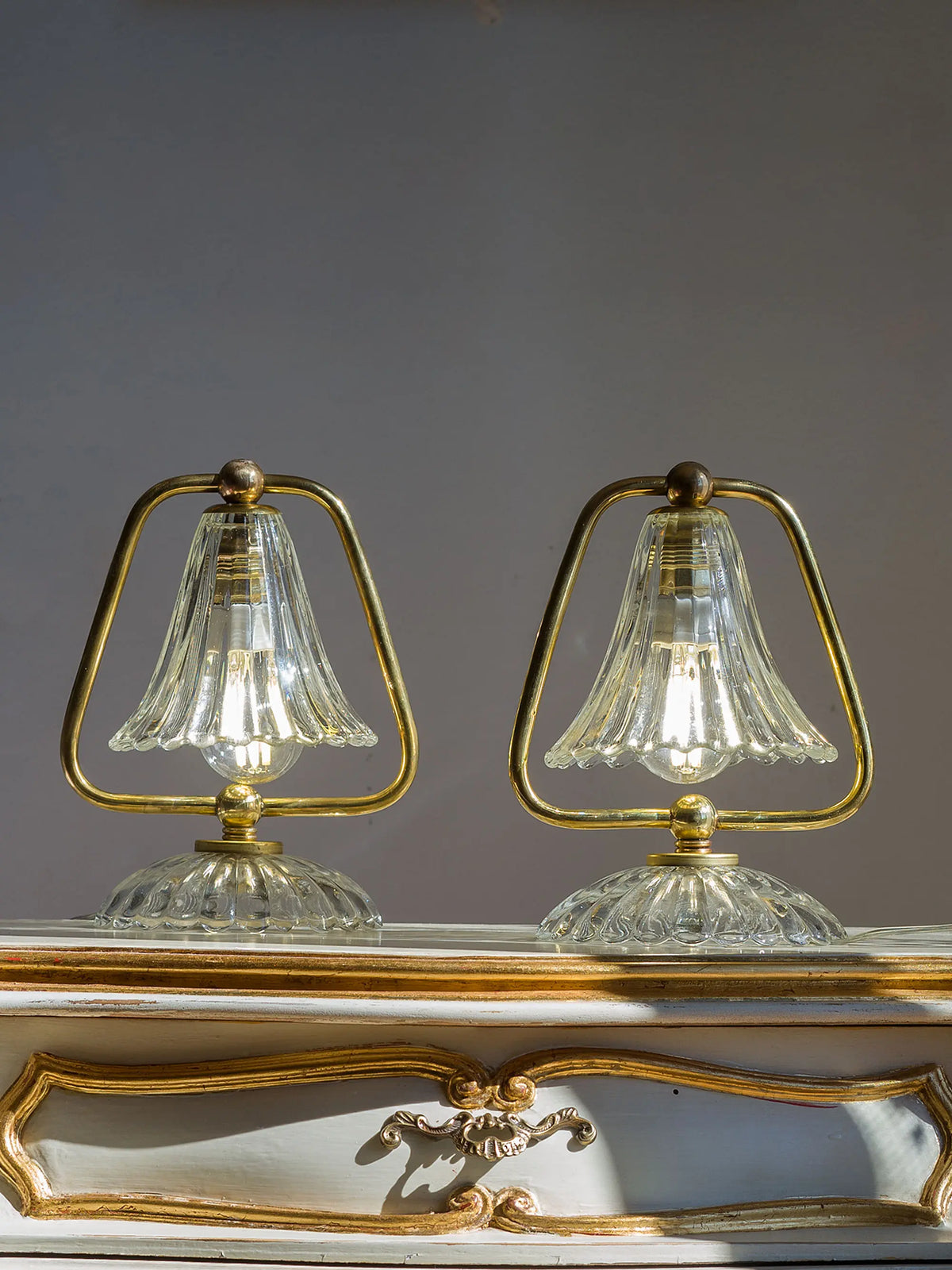 Coppia di abat-jour Barovier & Toso anni '50 in vetro di Murano | Lo Stile Italiano 