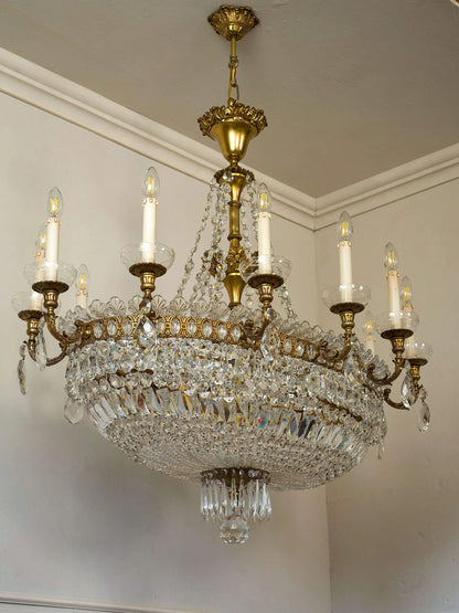  Prezioso lampadario a sospensione di cristallo anni '40 | Lo Stile Italiano