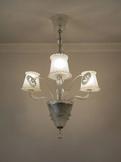 Lampadario Mid-Century Barovier & Toso in Vetro Soffiato di Murano, Tre Luci | Lo Stile Italiano