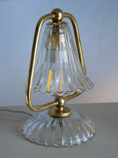 Coppia di lampade italiane mid-century in vetro e ottone | Lo Stile Italiano