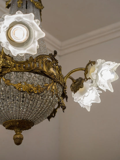 lampadario Vintage Art Nouveau a forma di Mongolfiera | Lo Stile Italiano