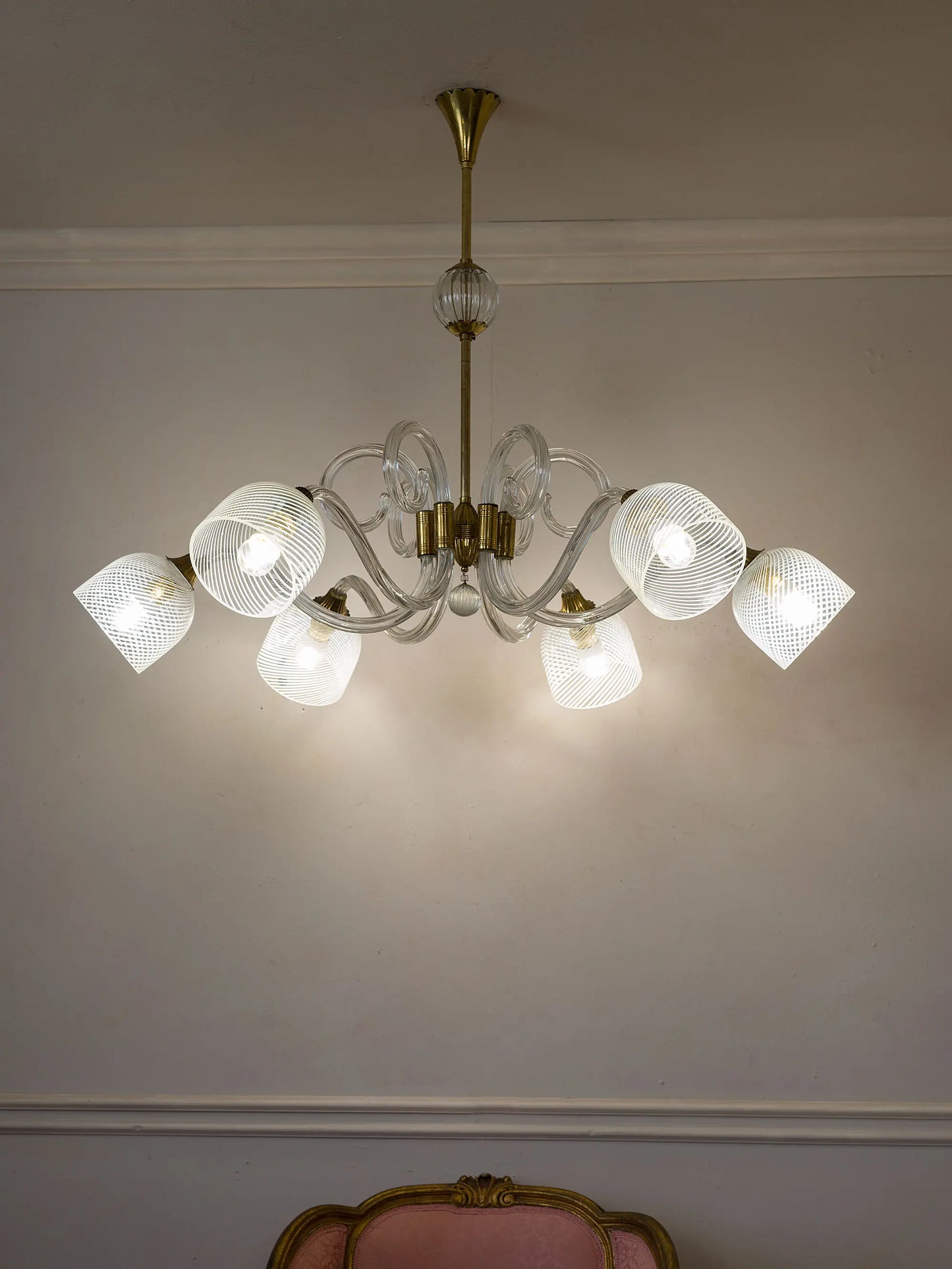 Grande lampadario Art Déco di Murano diametro 105 cm per arredamento d'interni - Lo Stile Italiano