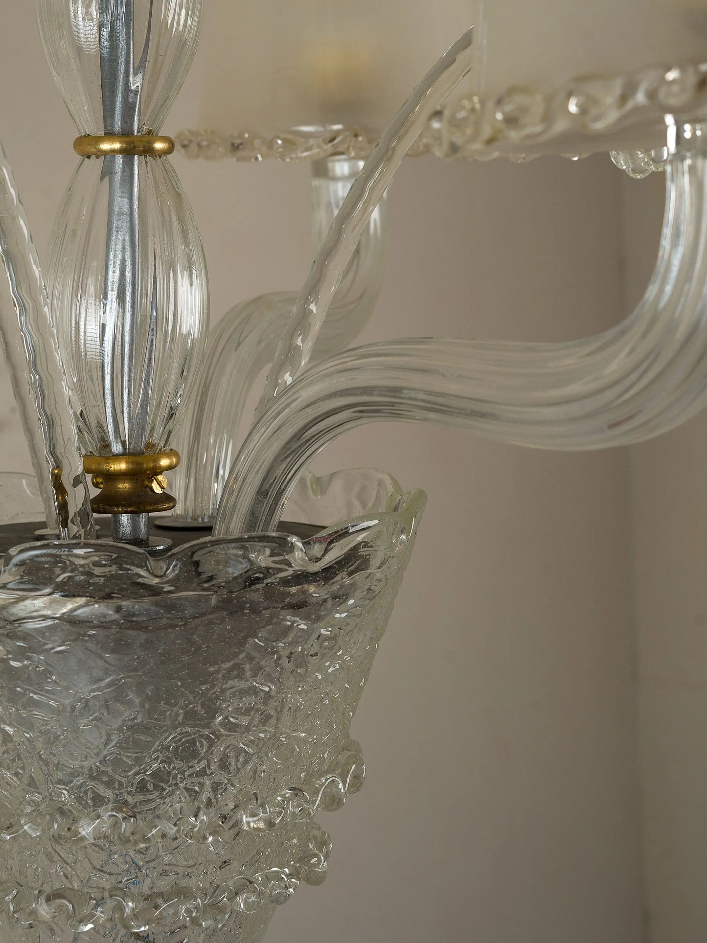 Elegante lampadario Barovier & Toso in vetro soffiato Murano vintage | Lo Stile Italiano 