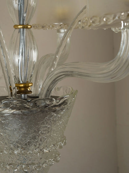 Elegante lampadario Barovier & Toso in vetro soffiato Murano vintage | Lo Stile Italiano 