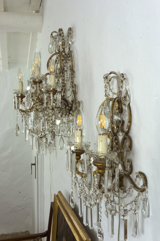 Coppia di lampade a muro Maria Teresa, antiche-Lo Stile Italiano