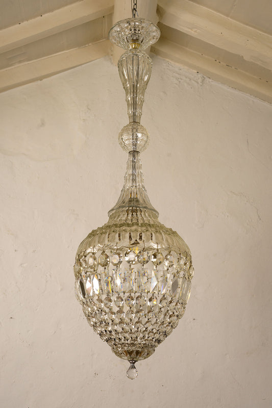 Lampadario Art deco realizzato in cristallo di Boemia -Lo Stile Italiano