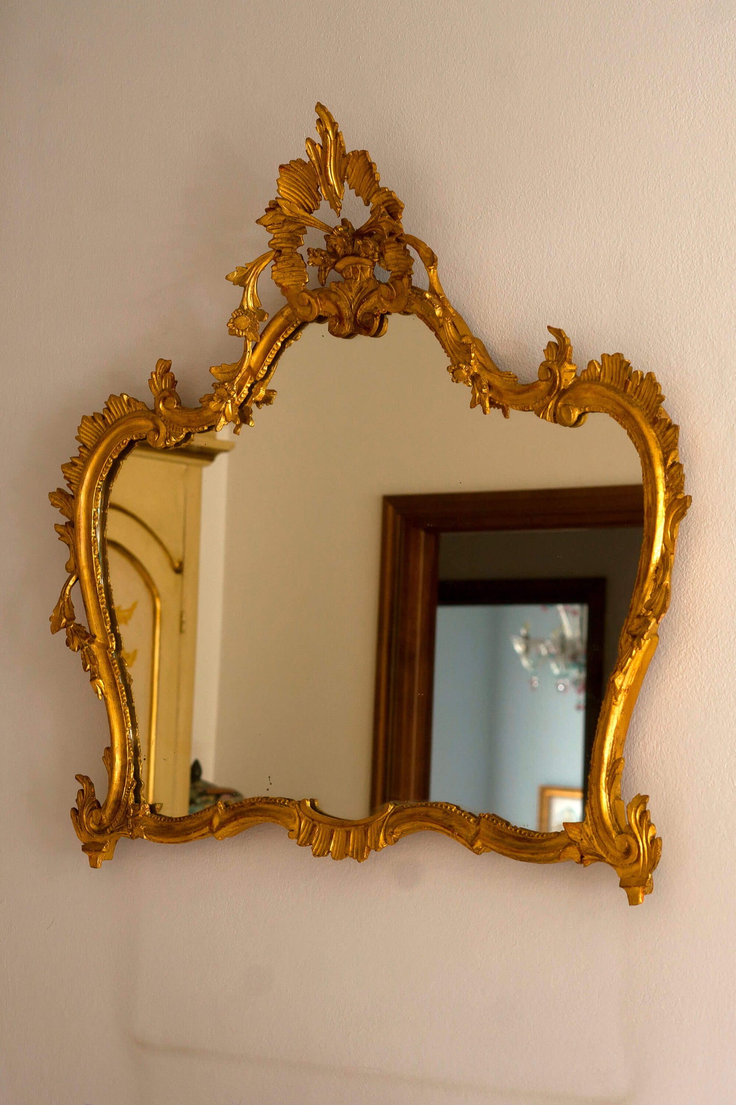 Specchiera Stile Luigi XV (Rococò), in Legno intagliato e dorato